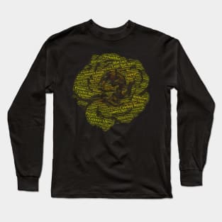 Yellow Rose Texas Symbols Word Cloud Long Sleeve T-Shirt